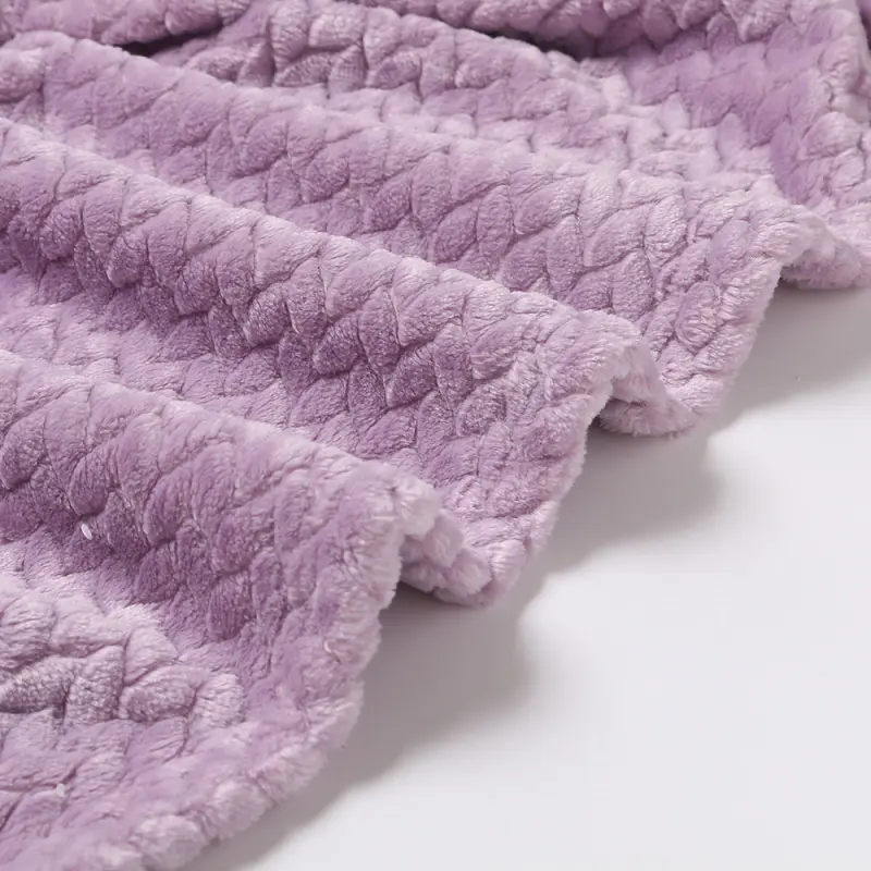 Jacquard Purple Wheat Flannel Fleece Blanket