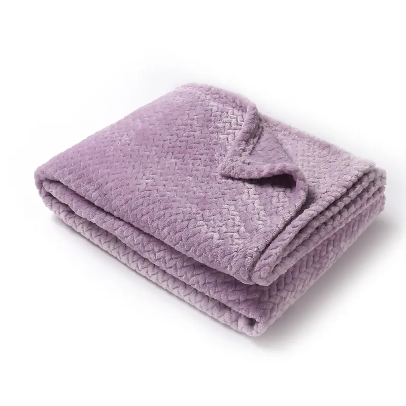 Jacquard Purple Wheat Flannel Fleece Blanket