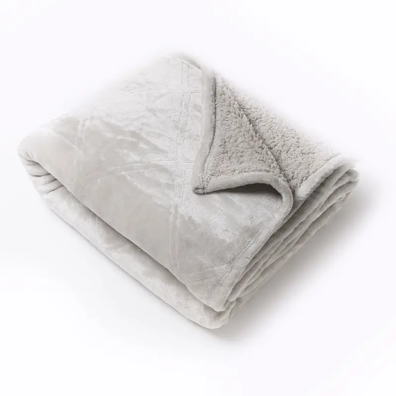 Quilted Double Flannel Sherpa Plush Blanket