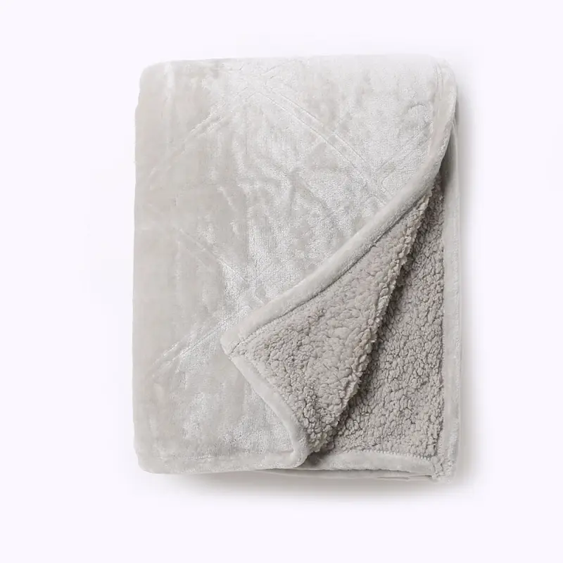 Quilted Double Flannel Sherpa Plush Blanket