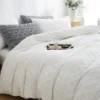 White Jacquard Microplush Duvet Cover Sets