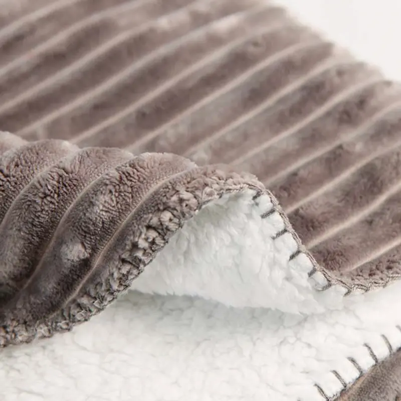 Stripe Flannel Sherpa Plush Blanket