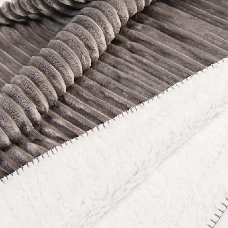 Stripe Flannel Sherpa Plush Blanket