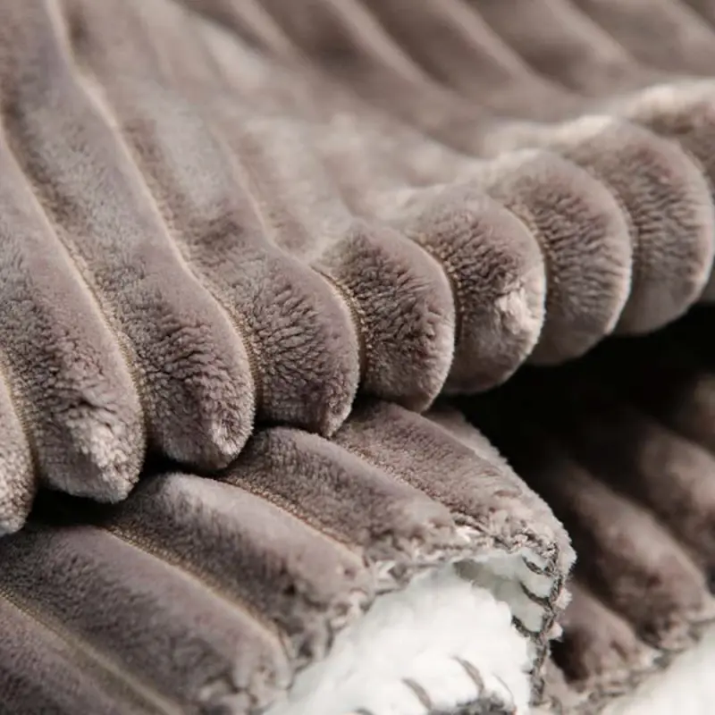 Stripe Flannel Sherpa Plush Blanket