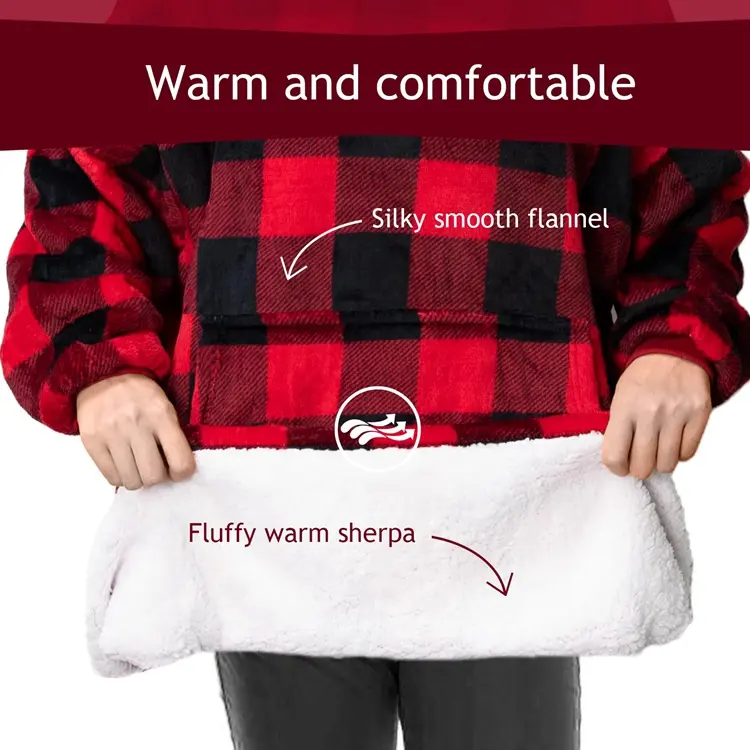 Printed Flannel Plush Mega Hoodie