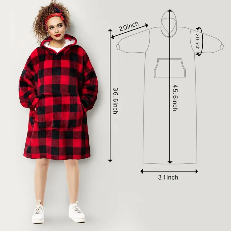 Printed Flannel Plush Mega Hoodie